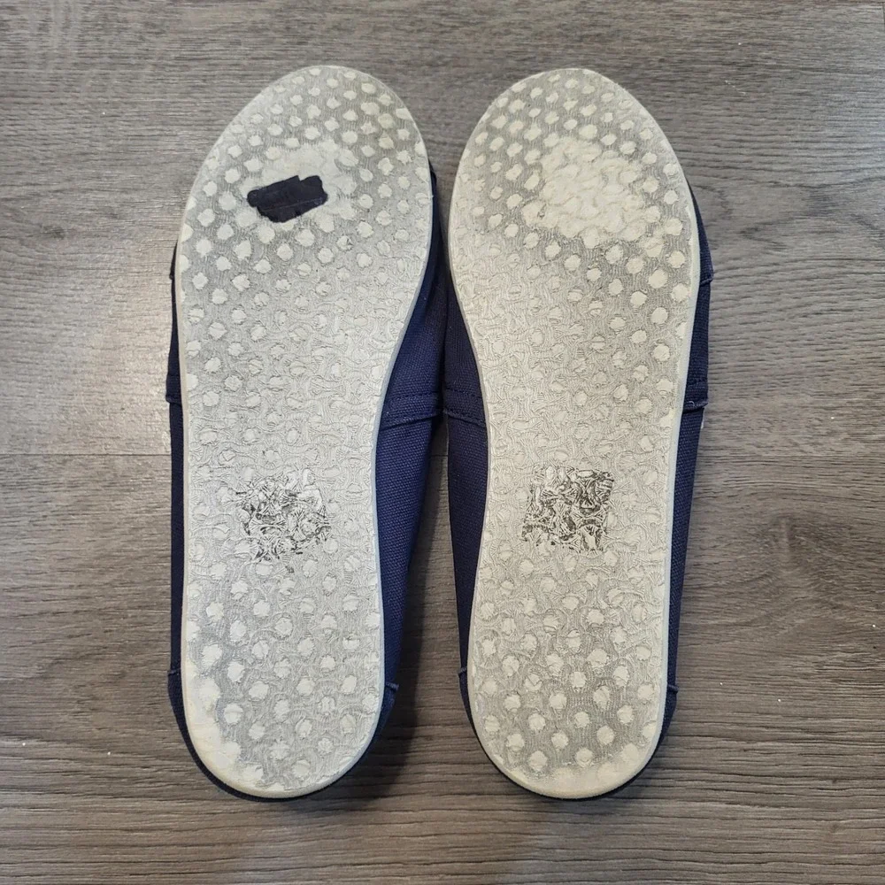 TOMS Womens Alpargata Navy Blue Canvas Slip On Loafers Shoes Size 9 Animal Print